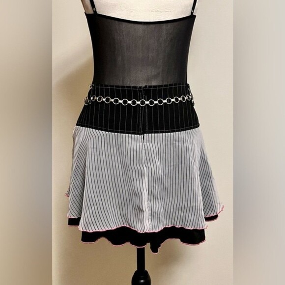 Vintage Y2K Serious Skirt Black with Sheer Top Layer and Pink Bow Details SZ L - Picture 3 of 11